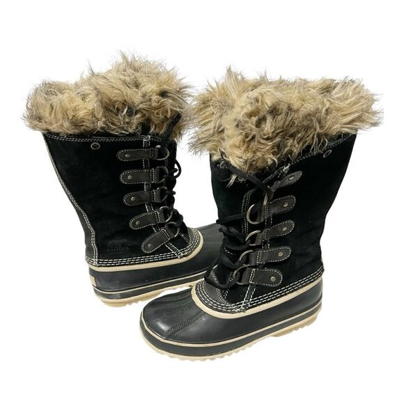 Sorel Women's Joan Of Artic Waterproof Black Faux Fur Boots 1540-010 Size 5 - Picture 1 of 9